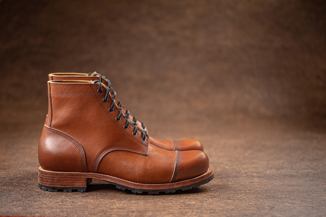 Handcrafted brown leather boots